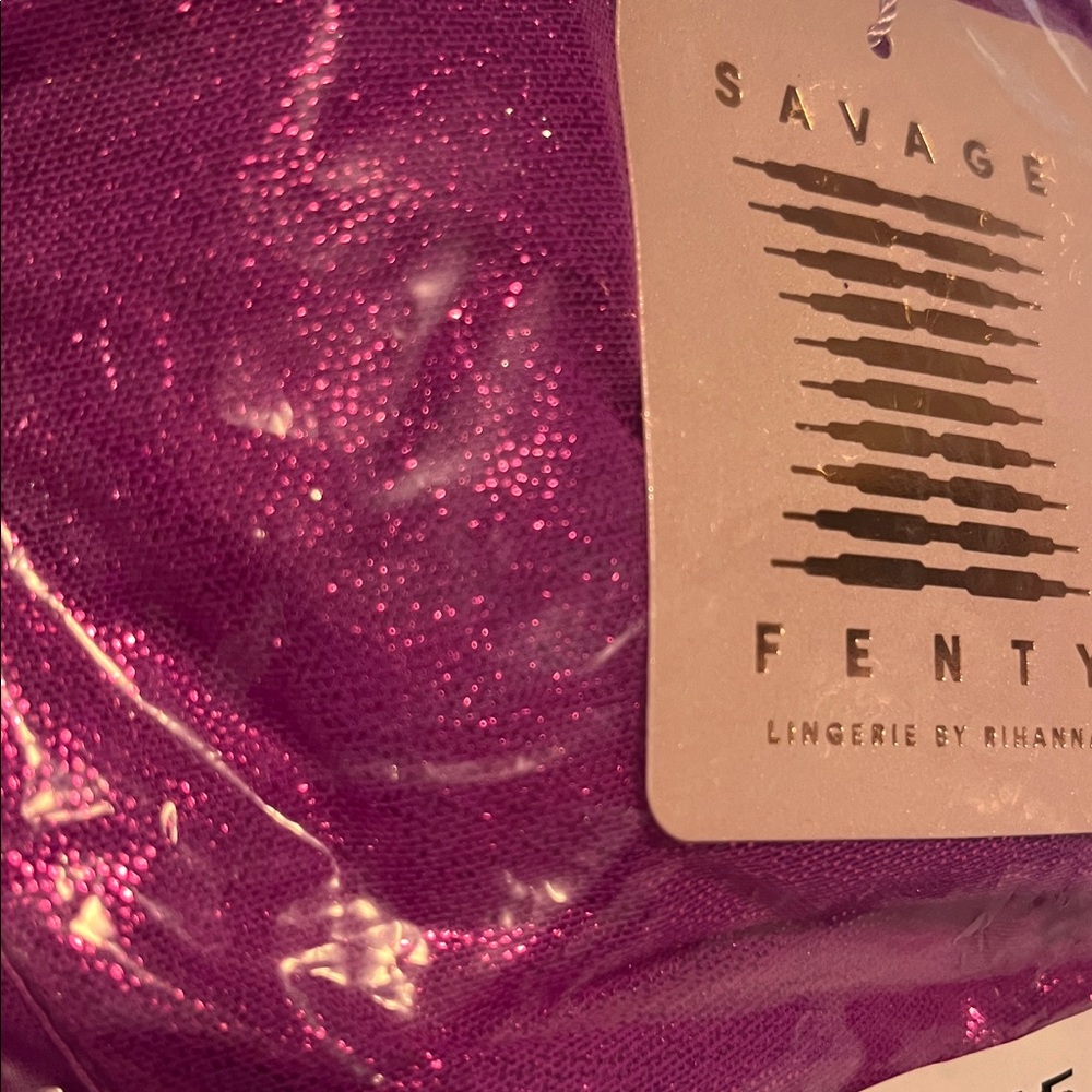 Savage X Fenty Gathered Mesh Strappy Bikini in Juicy Purple 2x - Picture 10 of 10